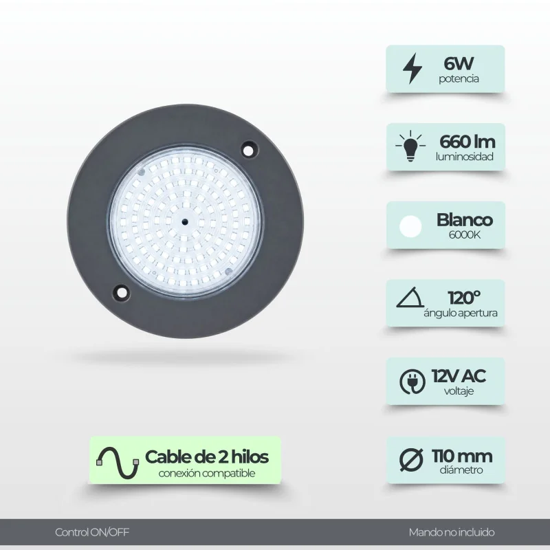 copy of Projecteur LED Piscine en Saillie | 6W 12V AC | Blanc Froid 6000K | Gamme Ultrathin White