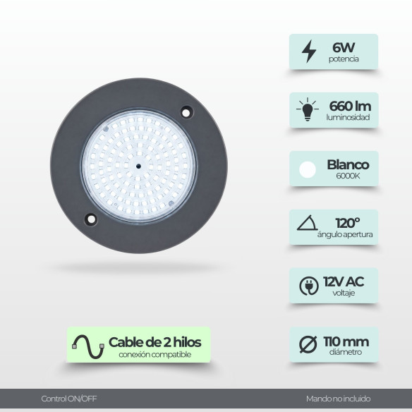 copy of Projecteur LED Piscine en Saillie | 6W 12V AC | Blanc Froid 6000K | Gamme Ultrathin White