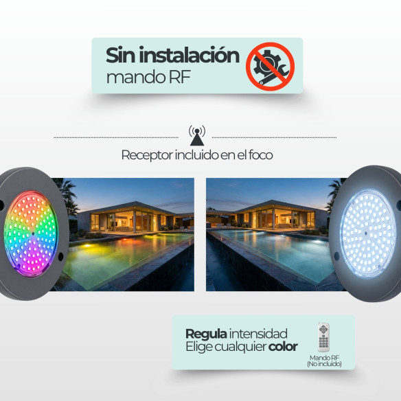 Foco LED Piscina Superfície 6W 12V AC | Branco + RGB