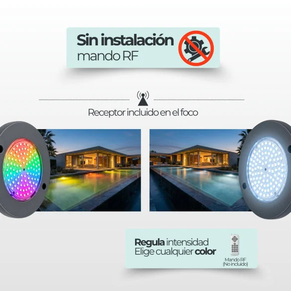 Foco LED Piscina Superfície 6W 12V AC | Branco + RGB
