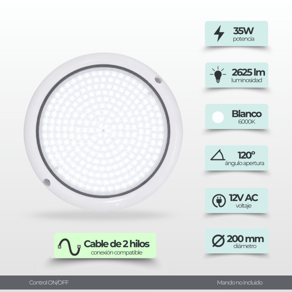 Projetor LED Piscina Superfície 35W 6000K - Gama Premium