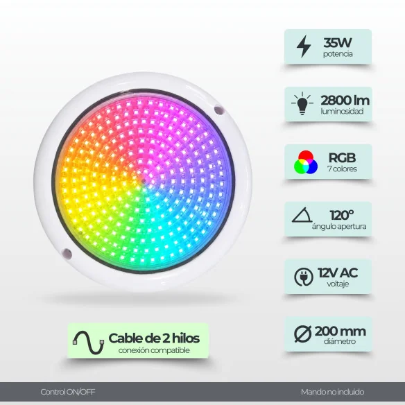 Foco de superficie LED RGB 35W de superficie para piscina salada