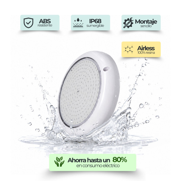 Surface-Mounted LED Pool Light | 15W 12V AC | Cool White 6000K ON/OFF | Premium White Range