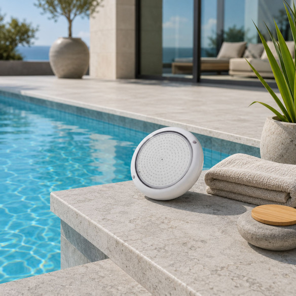 Foco LED Piscina Superficie | 15W 12V AC | RGB ON/OFF | Gama Premium White