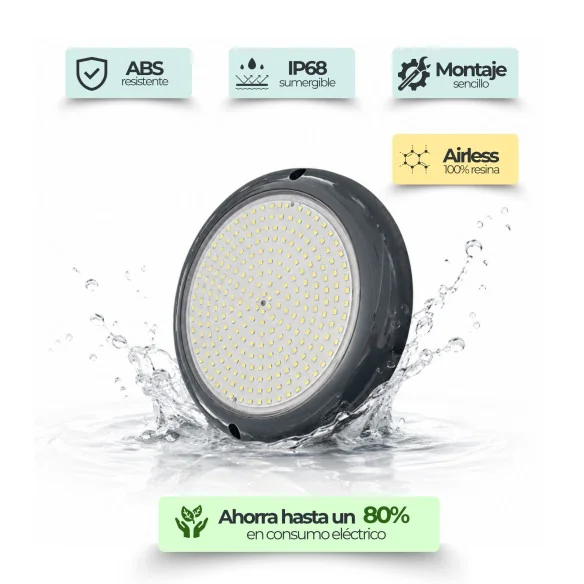 Projetor LED para piscina cor antracite - RGB ON/OFF Ø15cm ABS