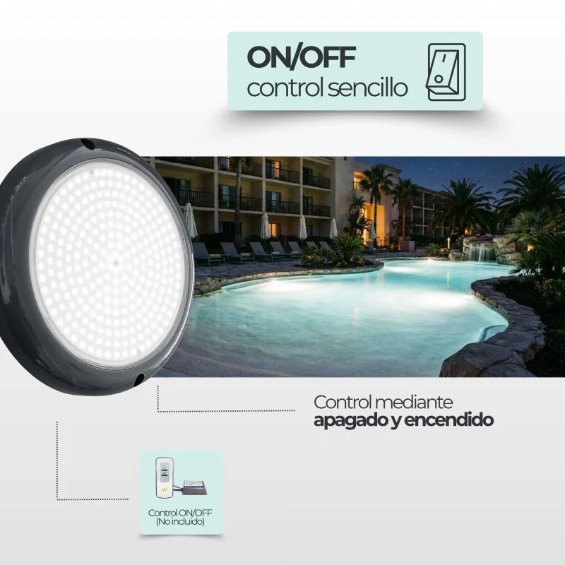 Foco LED Piscina Superfície 15W 12V AC | 6000K Premium Black