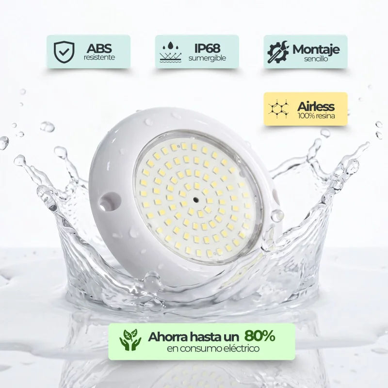 Foco Mini LED Piscina Superfície 6W 12V AC Blanco Frio 6000K