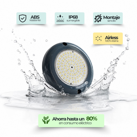 Foco LED Piscina Superficie 6W 12V AC Blanco Frío Ø105 mm