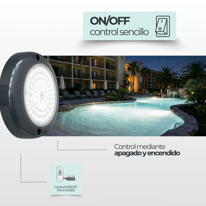Foco LED Piscina Superficie 6W 12V AC Blanco Frío Ø105 mm
