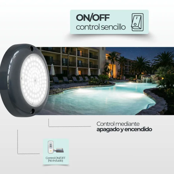 Foco Mini LED Piscina Superfície 6W 12V AC Branco Frio 6000K