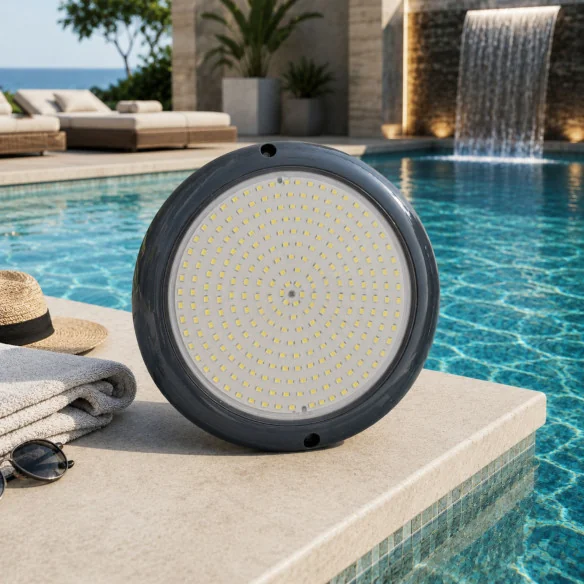 Surface-Mounted LED Pool Spotlight 35W 12V AC 6000K - Premium Black