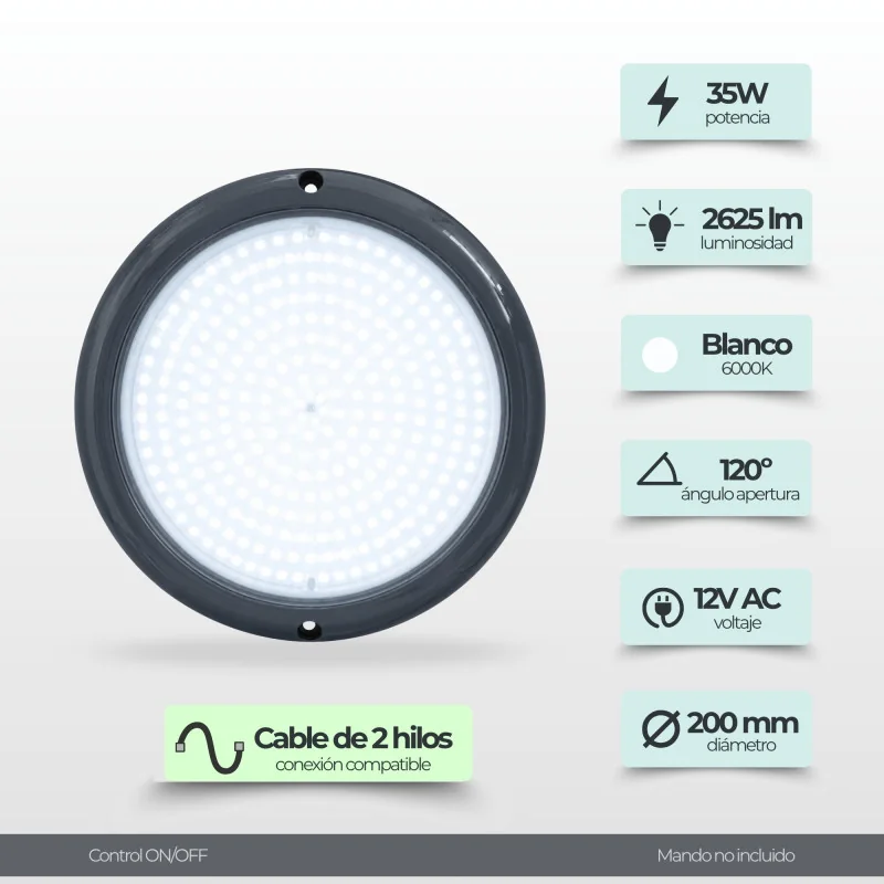 Cool White 6000K Pool LED Spotlight - Anthracite - Premium Black