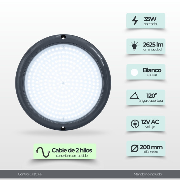 Cool White 6000K Pool LED Spotlight - Anthracite - Premium Black