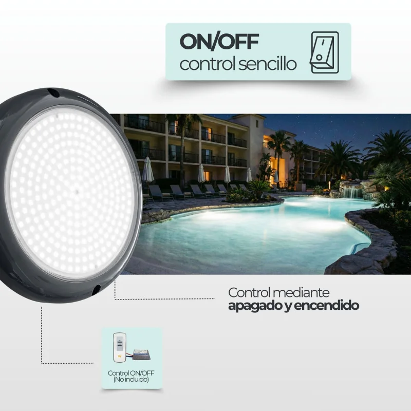Surface-Mounted LED Pool Spotlight 35W 12V AC 6000K - Premium Black