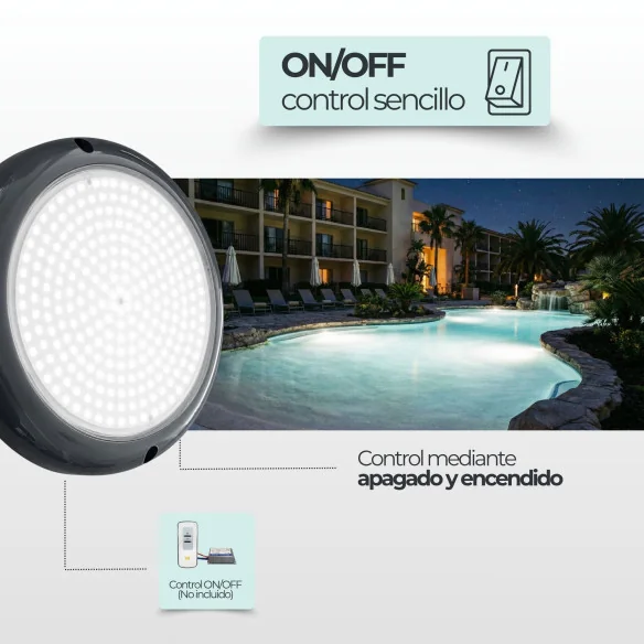 Projetor LED de Superfície para Piscina 35W 12V AC 6000K - Premium Black