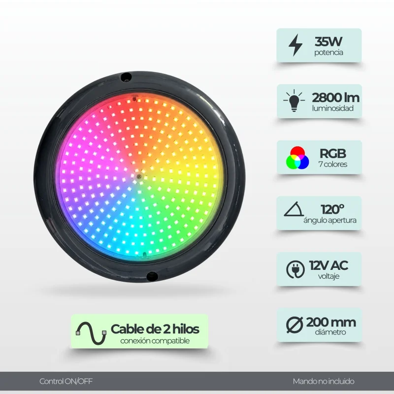Foco de Piscina RGB Airless 35W - Iluminación LED