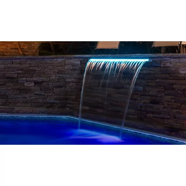 LED waterfall at night with blue LED