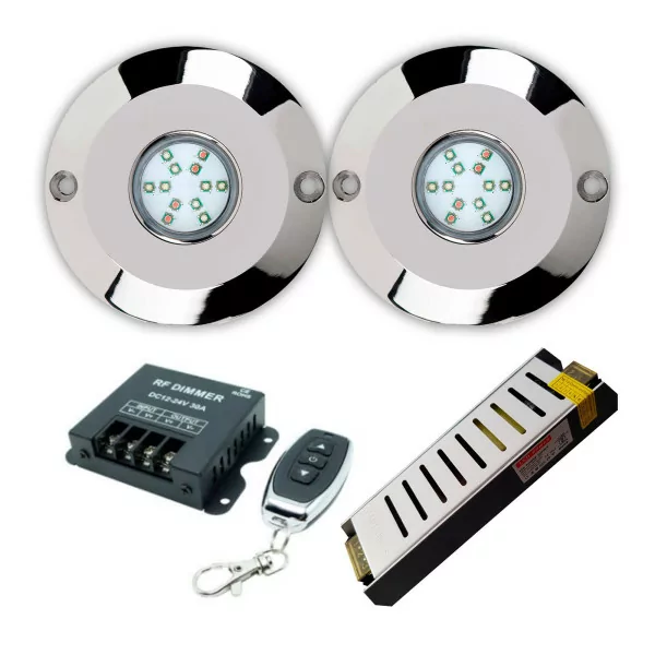 Pack 2 spotlights 60w white LED pool with transformer and remote control