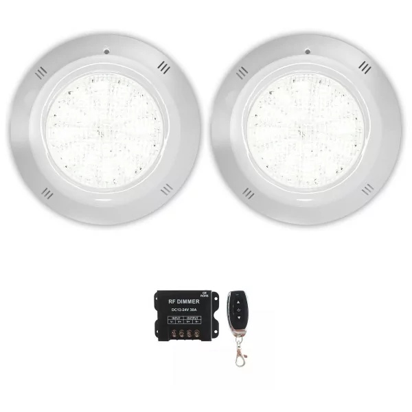 Pack 2 White LED Spotlights 35W for Swimming Pool Cool White with Remote Control