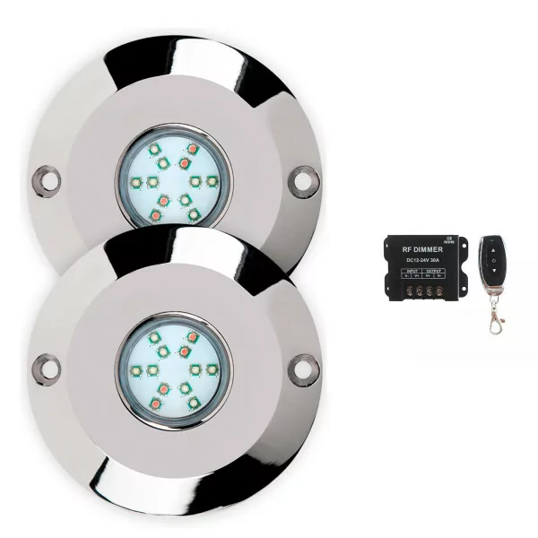 Pack 2 focos led para piscina 60W luz blanca con mando a distancia