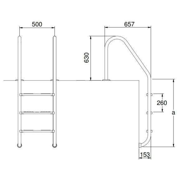 Escalera para piscina agua salada