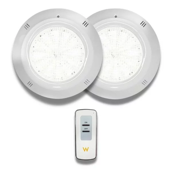 Pack 2 spots à LED blanches 35W 12V AC/DC pour piscine avec télécommande - 1